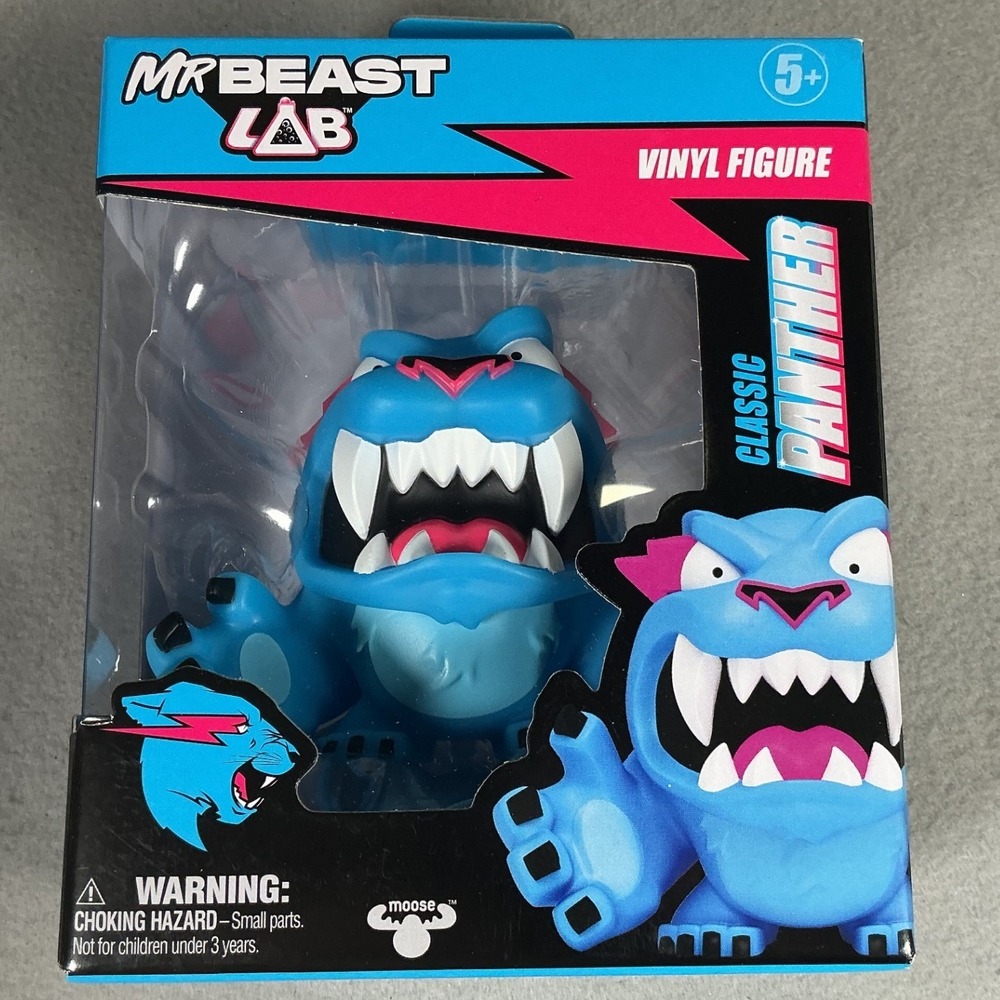 MrBeast Lab Classic Panther Blue Vinyl Figure Collectible Moose Toys NEW